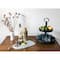 Hello Honey® 18.5" Distressed Black Wood 2-Tier Tray